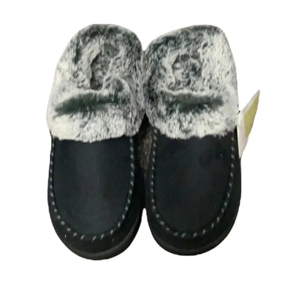 NWT Micro Suede Faux Fir Slippers - Picture 2 of 6